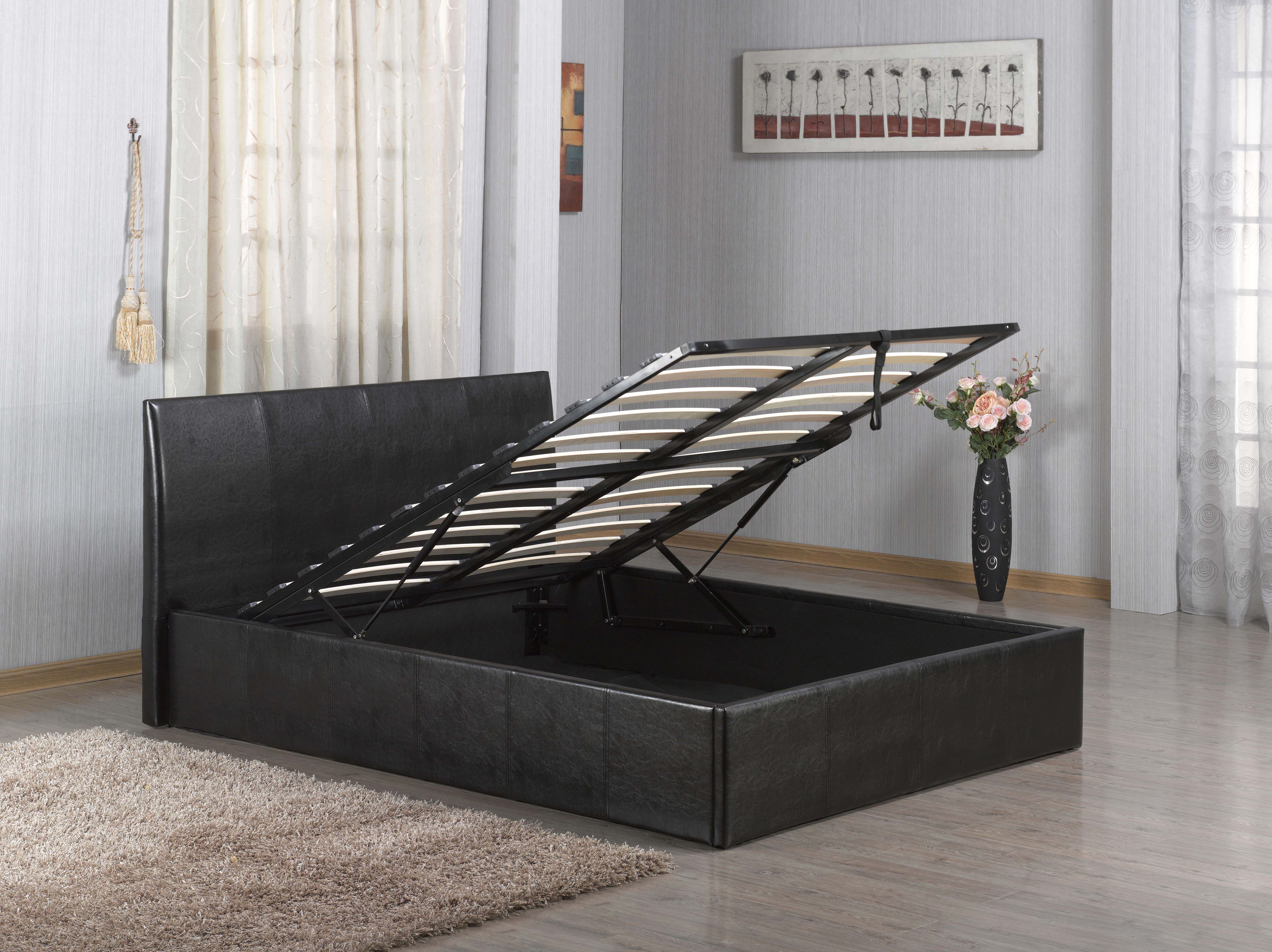 W7 Ottoman Leather Storage Bed, Leather Storage Beds